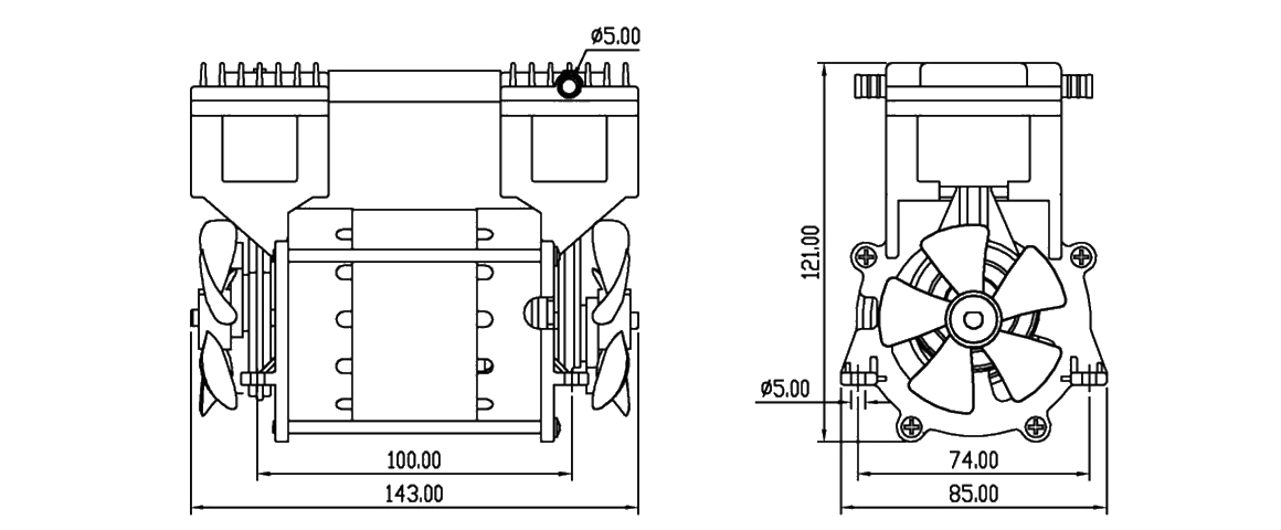 HP-200V活(huo)塞真空(kong)泵 尺寸圖